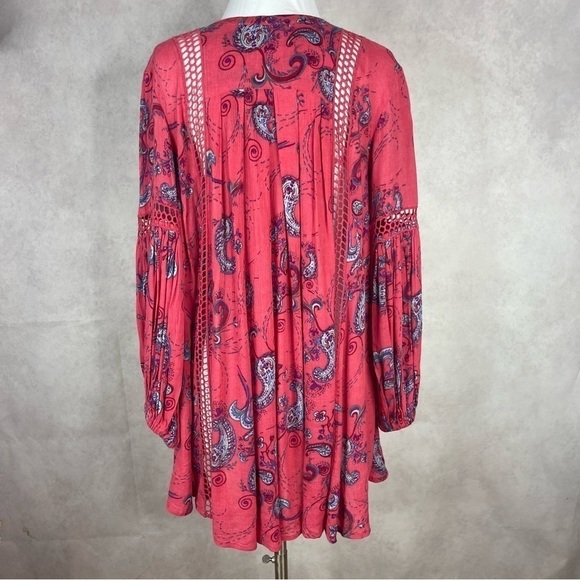 Free People Just The Two Of Us Paisley Printed Tunic In Red Pink Combo Size XS - Picture 5 of 9
